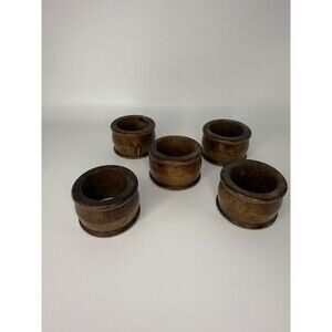 Vintage Wood Napkin Rings Set of 6 Cottagecore Farmhouse Thanksgiving Decor 1.3"